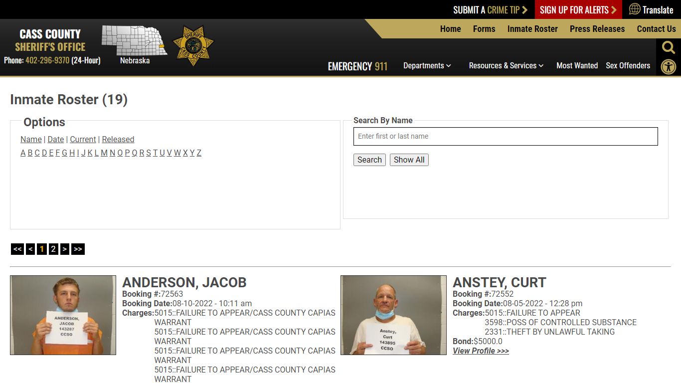 Inmate Roster - Current Inmates - Cass County NE Sheriff's ...